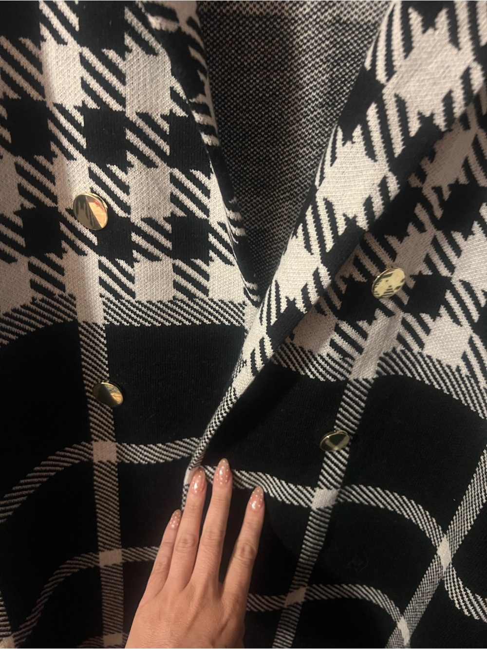 Kasper Black & White Plaid Open-Front Cardigan Coat - Picture 2 of 5